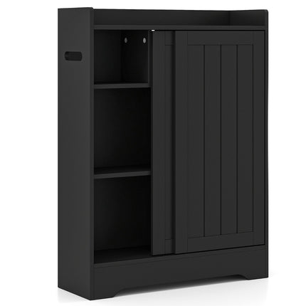 Bathroom Storage Cabinet – Slim, Sliding Doors, Paper Holder