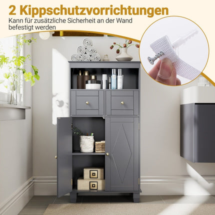 Bathroom Storage Cabinet with Adjustable Shelves, Gray