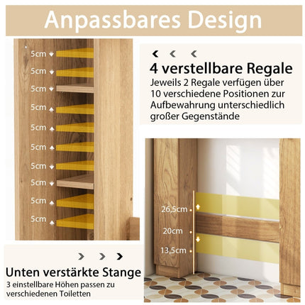 Bathroom Storage Cabinet with Adjustable Shelves, Natural