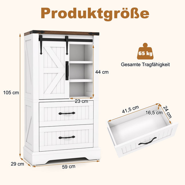 Bathroom Storage Cabinet with Sliding Barn Door, Adjustable Shelves
