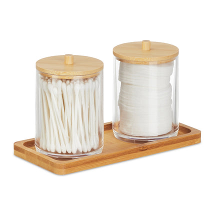 Bathroom Storage Container with Bamboo Lid