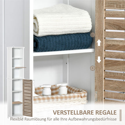 Tall white bathroom cabinet - freestanding, adjustable shelves