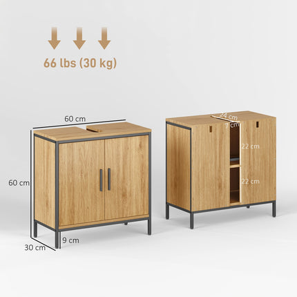 Bathroom Vanity Cabinet, Oak Finish, Adjustable Shelves
