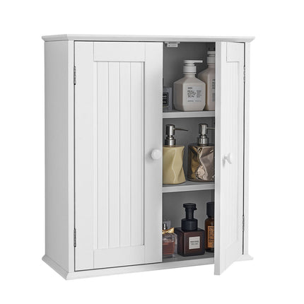 Bathroom Wall Cabinet, 2 Doors, Adjustable Shelf, White