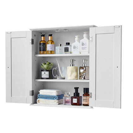 Bathroom Wall Cabinet, 2 Doors, Adjustable Shelf, White