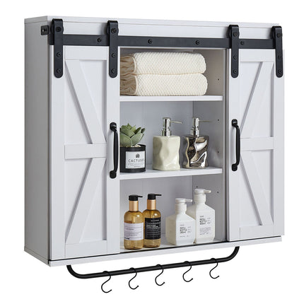 Bathroom Wall Cabinet, 2 Doors, Adjustable Shelf, White