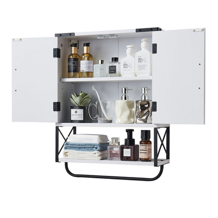 Bathroom Wall Cabinet, 2 Doors, Adjustable Shelf, White