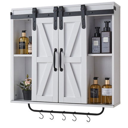 Bathroom Wall Cabinet, 2 Doors, Adjustable Shelf, White