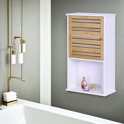 Bathroom Wall Cabinet, Bamboo Door, Adjustable Shelves