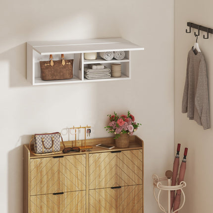 Bathroom Wall Cabinet, Lift-Up Door, Gas Strut, 80x25x30 cm, White