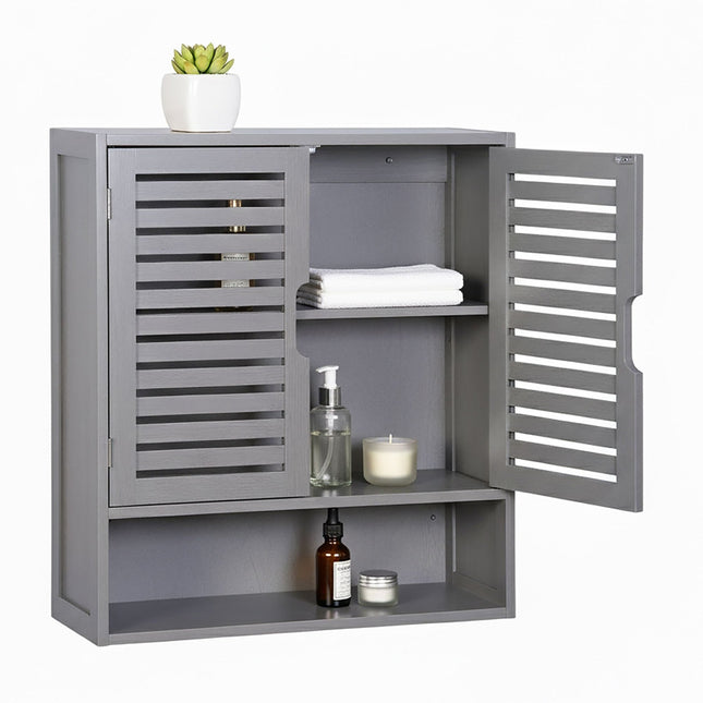 Bathroom Wall Cabinet, Louvered Doors, Adjustable Shelves