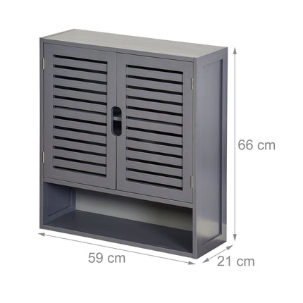 Bathroom Wall Cabinet, Louvered Doors, Adjustable Shelves