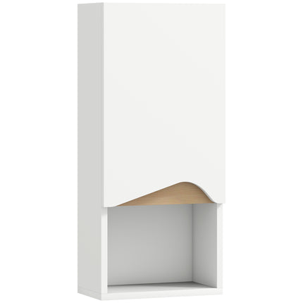 Bathroom Wall Cabinet, Soft-Close Door, Open Shelf, White