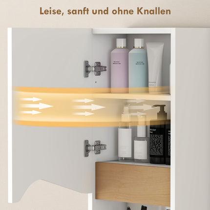 Bathroom Wall Cabinet, Soft-Close Door, Open Shelf, White