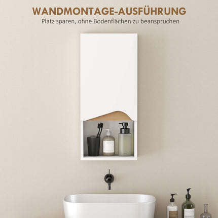 Bathroom Wall Cabinet, Soft-Close Door, Open Shelf, White