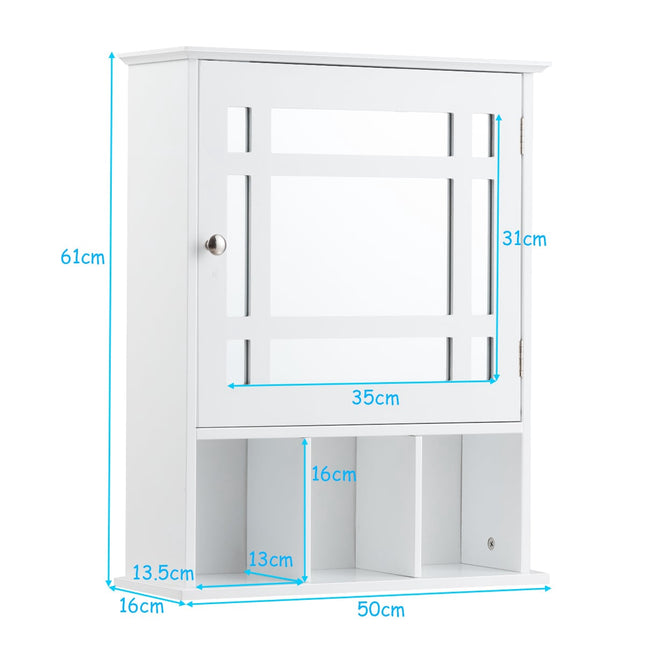 Bathroom Wall Cabinet with Adjustable Shelves, Mirror, White MDF