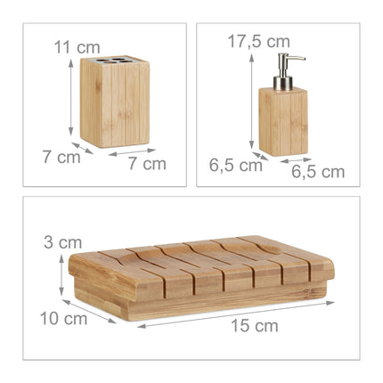 Bathroom accessories Bamboo Set of 3