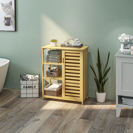 Bathroom cabinet with shelf & compartment, bamboo, natural