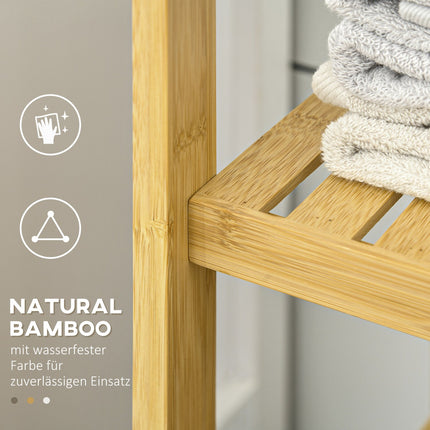 Bathroom cabinet with shelf & compartment, bamboo, natural