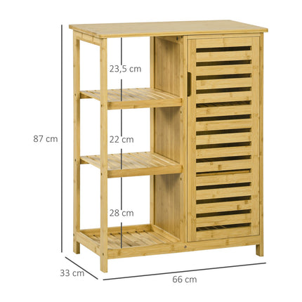 Bathroom cabinet with shelf & compartment, bamboo, natural