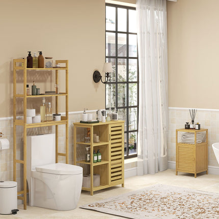 Bathroom cabinet with shelf & compartment, bamboo, natural