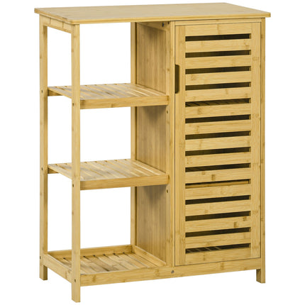 Bathroom cabinet with shelf & compartment, bamboo, natural