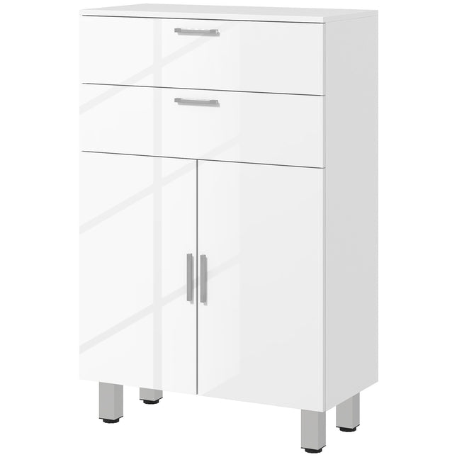 Bathroom side cabinet, High gloss white, adjustable shelf