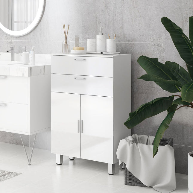 Bathroom side cabinet, High gloss white, adjustable shelf