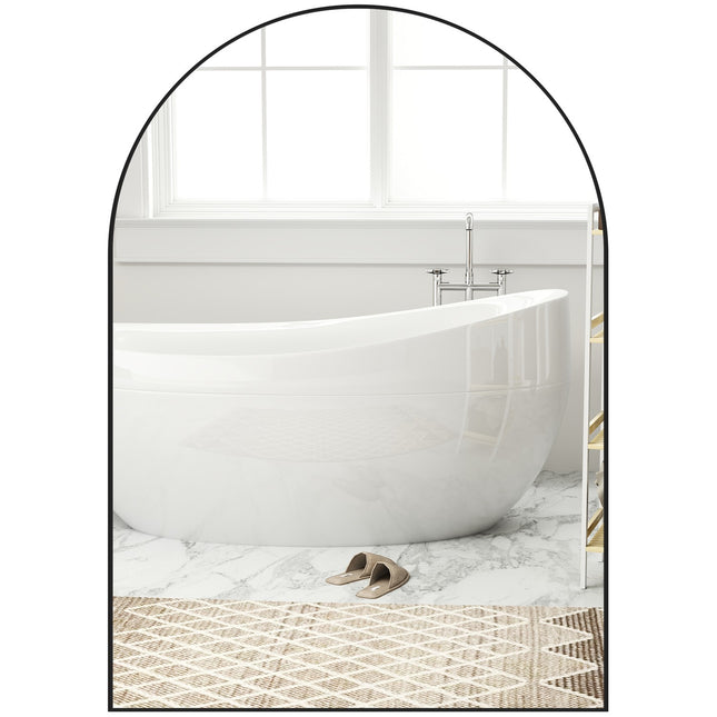 Black bathroom mirror, shatterproof, 50x70 cm aluminum frame