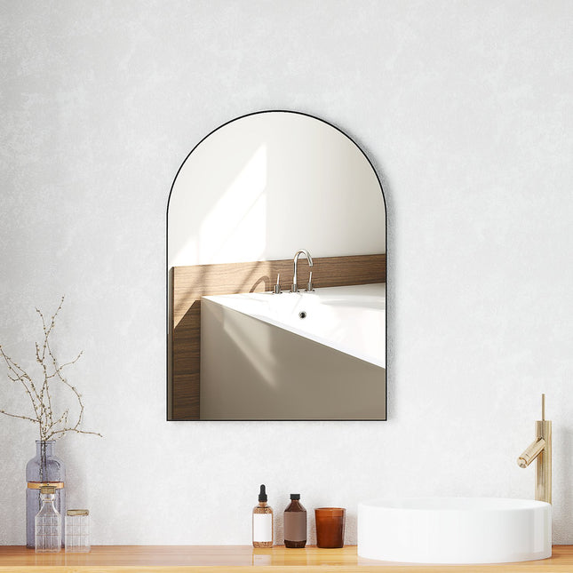Black bathroom mirror, shatterproof, 50x70 cm aluminum frame