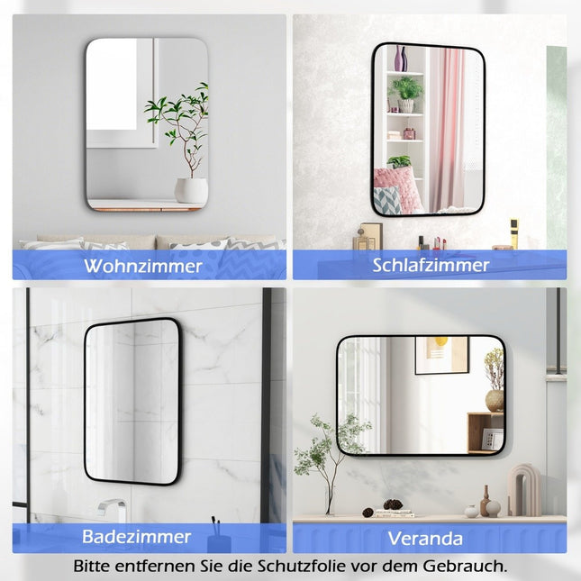 Bathroom mirror 70 x 50 cm large cosmetic mirror with shatterproof film rectangular