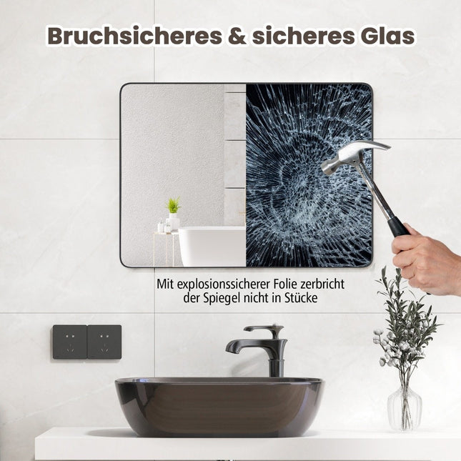 Bathroom mirror hanging mirror explosion-proof wall mirror cosmetic mirror for bathroom 76.5 x 56 x 3 cm silver