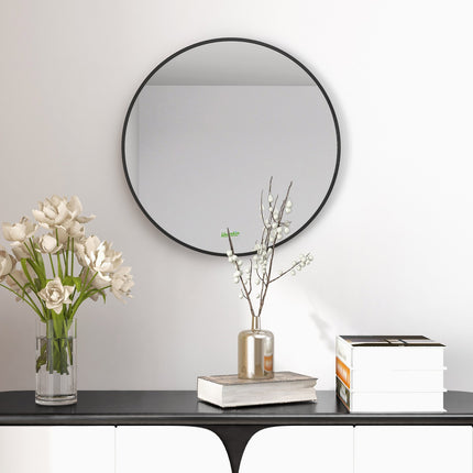 Round black bathroom mirror - Ø50 cm, aluminum frame