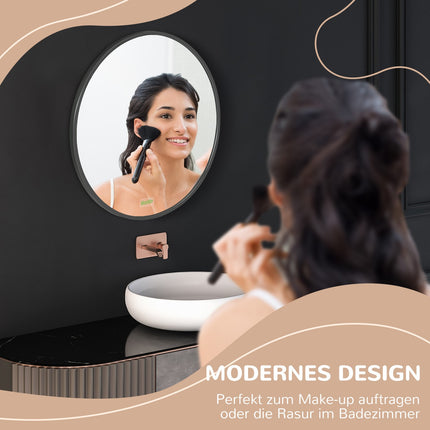 Round black bathroom mirror - Ø50 cm, aluminum frame