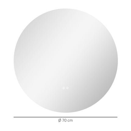 Illuminated bathroom mirror, Ø70 cm, Anti-Fog, Touch Switch