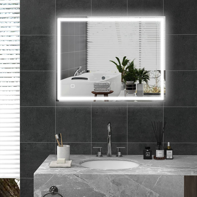 LED Bathroom mirror, 90x70 cm, fog-free, Touch Switch