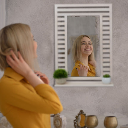 Bathroom mirror with shelf in white vintage
