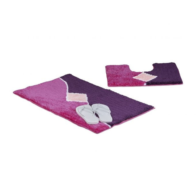 Bathroom rug in set of 2 patterned