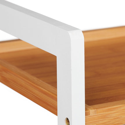 Bathroom shelf bamboo white and natural