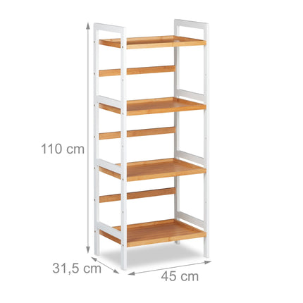 Bathroom shelf bamboo white and natural