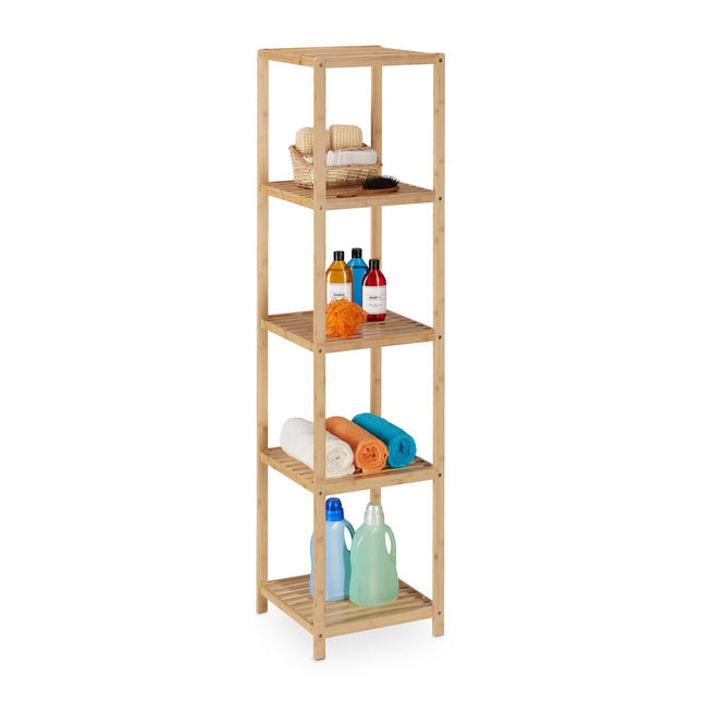 Bathroom shelf in bamboo 5 shelves