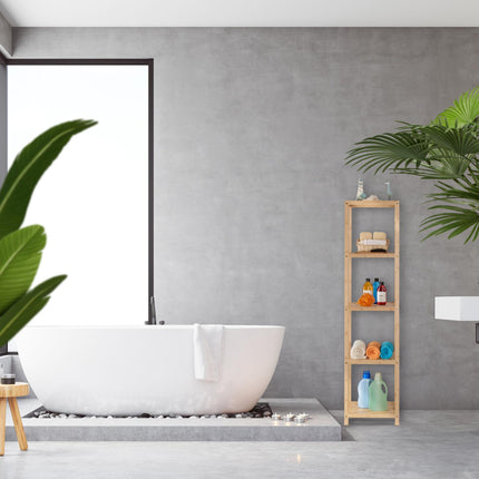 Bathroom shelf in bamboo 5 shelves