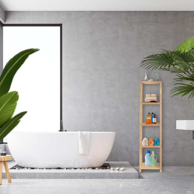 Bathroom shelf in bamboo 5 shelves