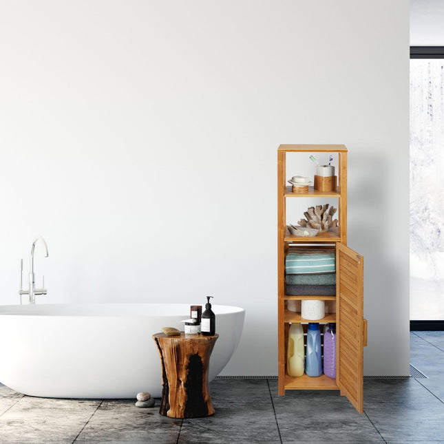 Bathroom shelf in bamboo 6 shelves