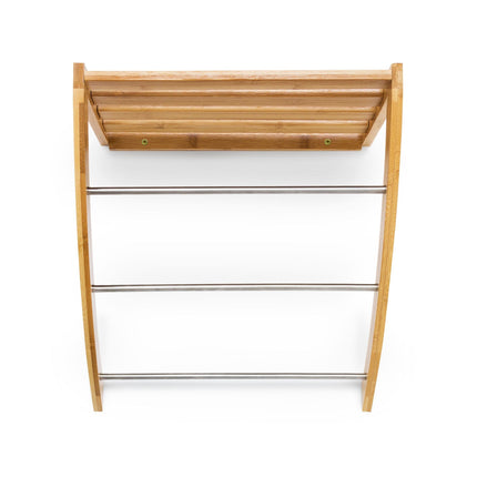 Bathroom shelf in bamboo & chrome