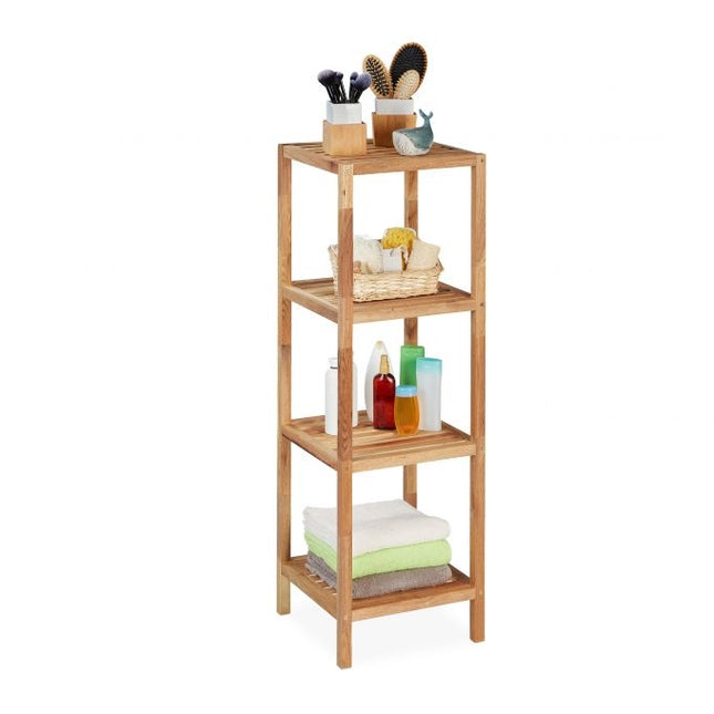Bathroom shelf in walnut with 4 shelves