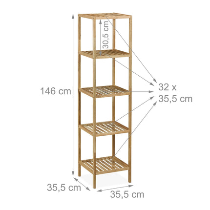 Bathroom shelf in walnut with open shelves