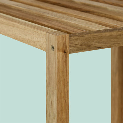 Bathroom shelf in walnut with open shelves