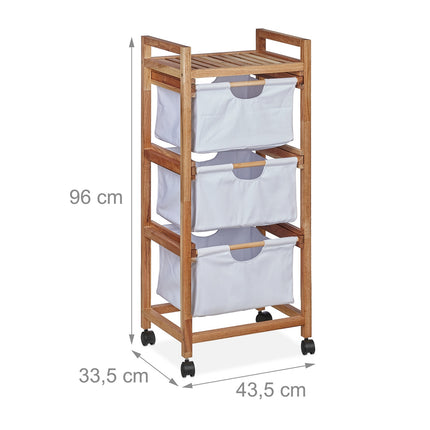 Bathroom shelf with 3 laundry baskets white
