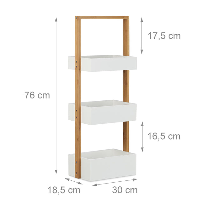 Bathroom shelf with three compartments